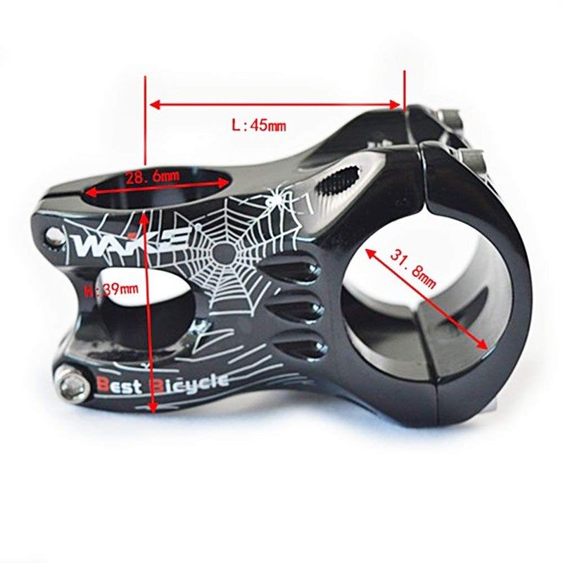 WAKE 31.8 Stem 50mm Bike Stem Mountain Bike Stem Short Handlebar Stem for Most Bicycle, Road Bike, MTB, BMX, Fixie Gear, Cycling (Aluminum Alloy, Black) - Image 4